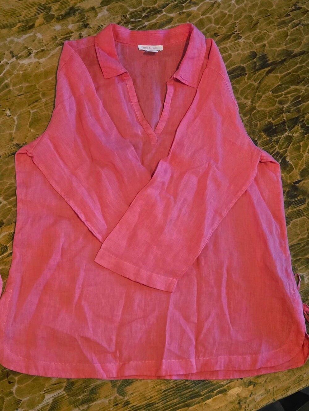 Isaac Mizrahi Pink V-Neck Linen Tunic